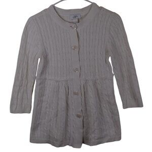 Ann Taylor LOFT Ivory Peplum Cable Knit 3/4 Sleeve Sweater Cardigan Fall Winter